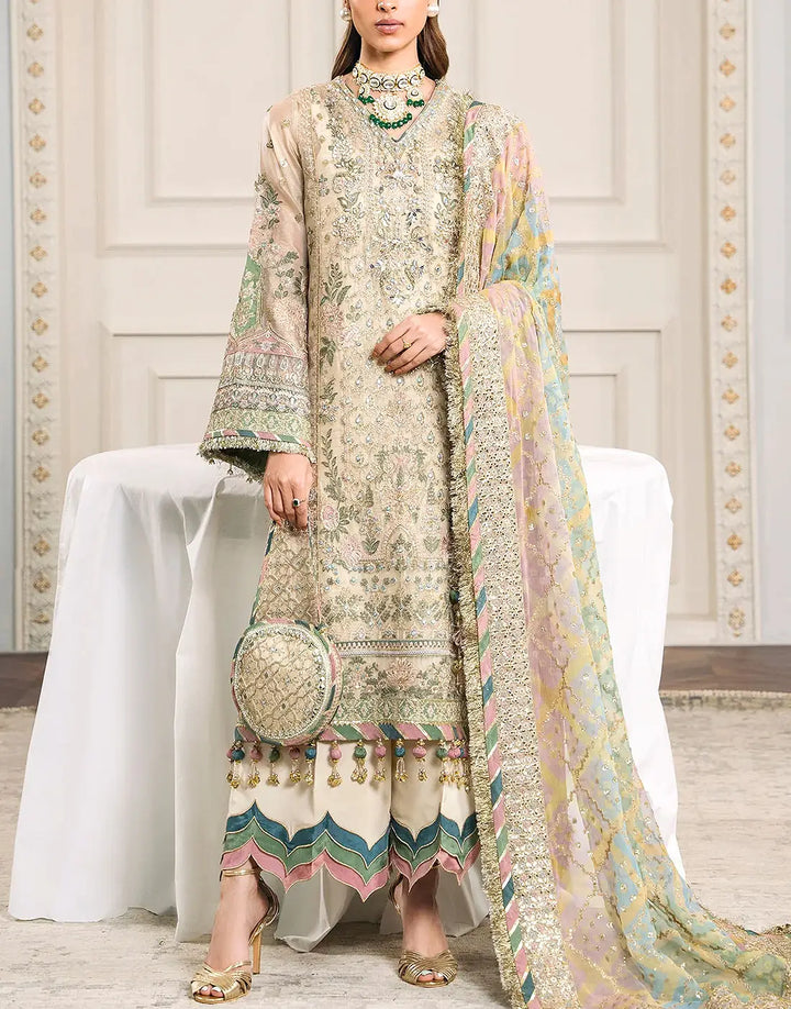Luxurious Handwork Heavy Embroidered NET Bridal Wear Dress with Emb. Chiffon Dupatta