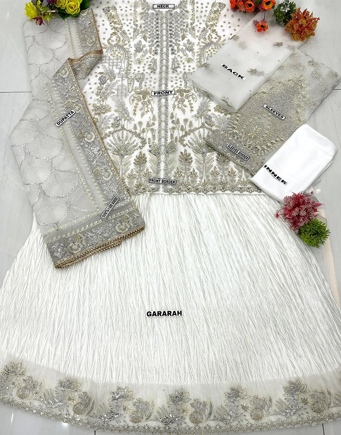 Luxurious Heavy Embroidered Organza Bridal Sharara Dress - Ideal for Nikkah & Engagement