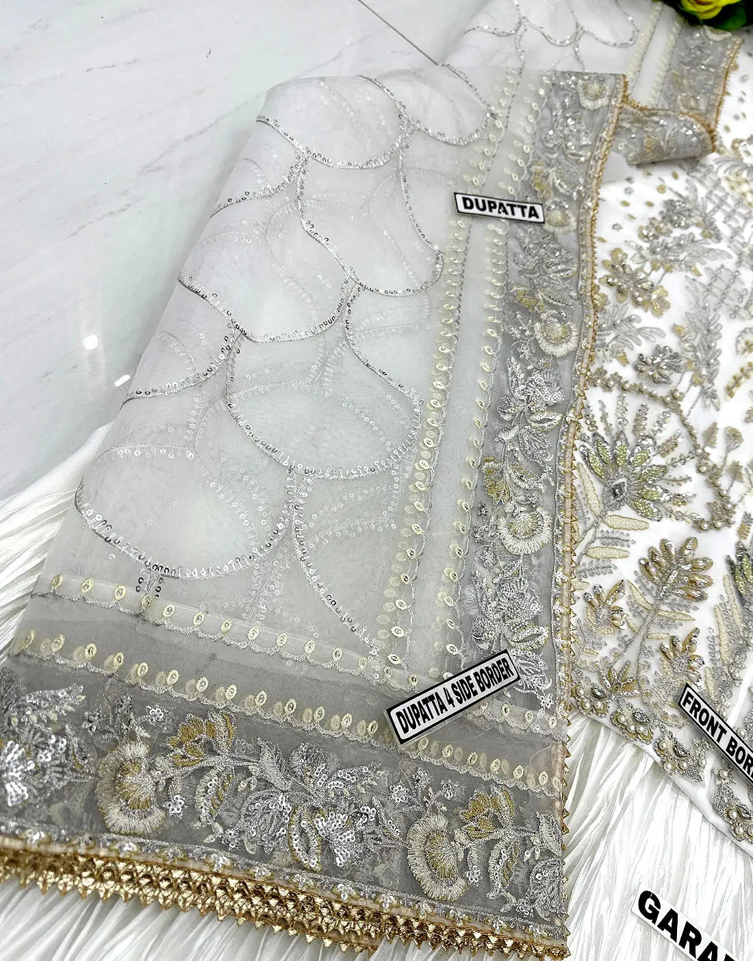 Luxurious Heavy Embroidered Organza Bridal Sharara Dress - Ideal for Nikkah & Engagement