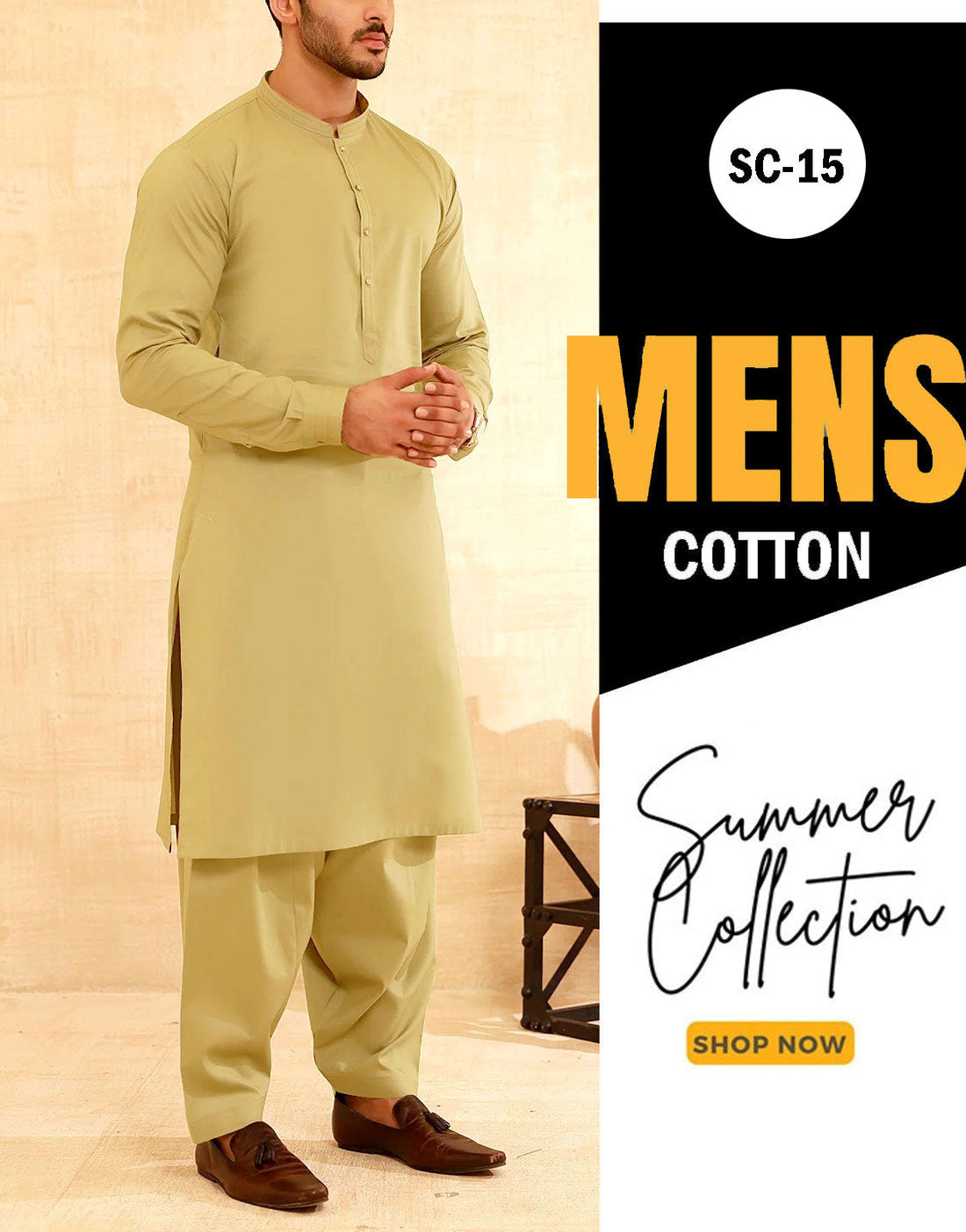 Pack of 2 Unstitched IB Swiss Fashion Soft Egyptian Cotton Men's Shalwar Kameez Suits of Your Choice
