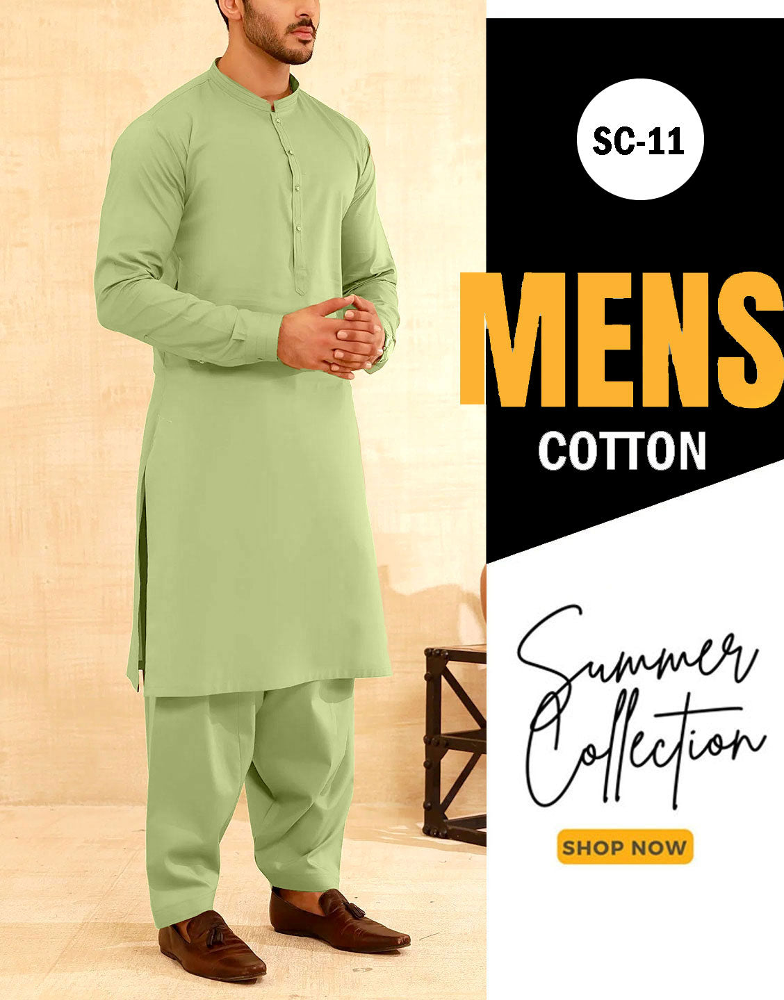 Pack of 2 Unstitched IB Swiss Fashion Soft Egyptian Cotton Men's Shalwar Kameez Suits of Your Choice