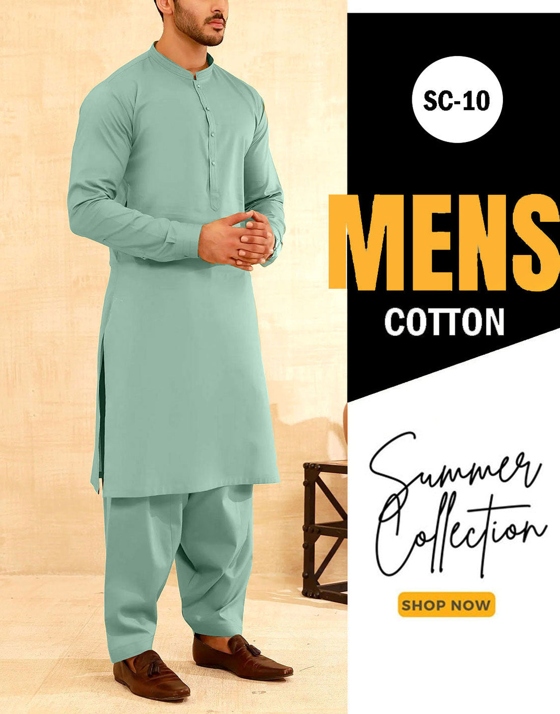 Pack of 2 Unstitched IB Swiss Fashion Soft Egyptian Cotton Men's Shalwar Kameez Suits of Your Choice