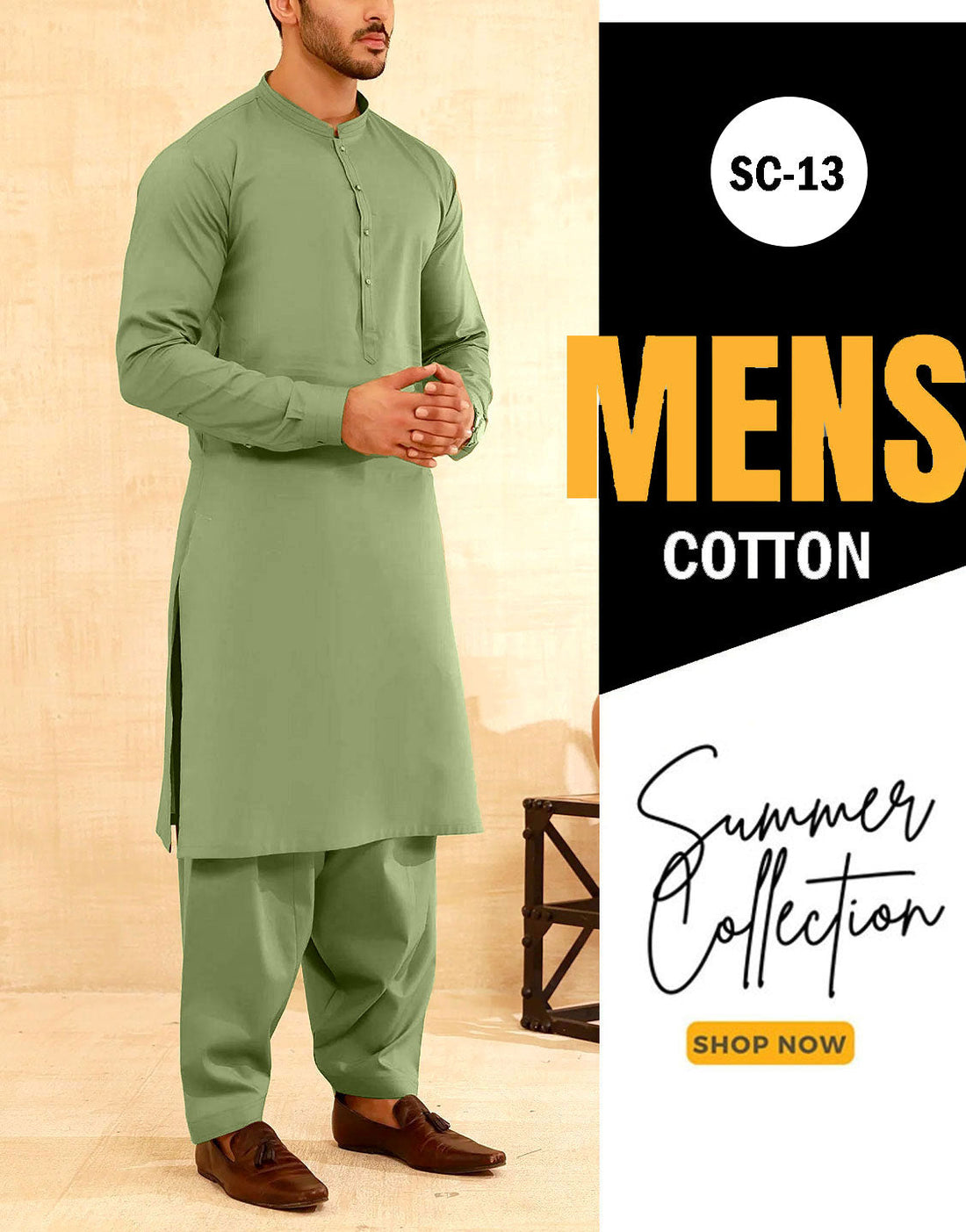 Pack of 2 Unstitched IB Swiss Fashion Soft Egyptian Cotton Men's Shalwar Kameez Suits of Your Choice