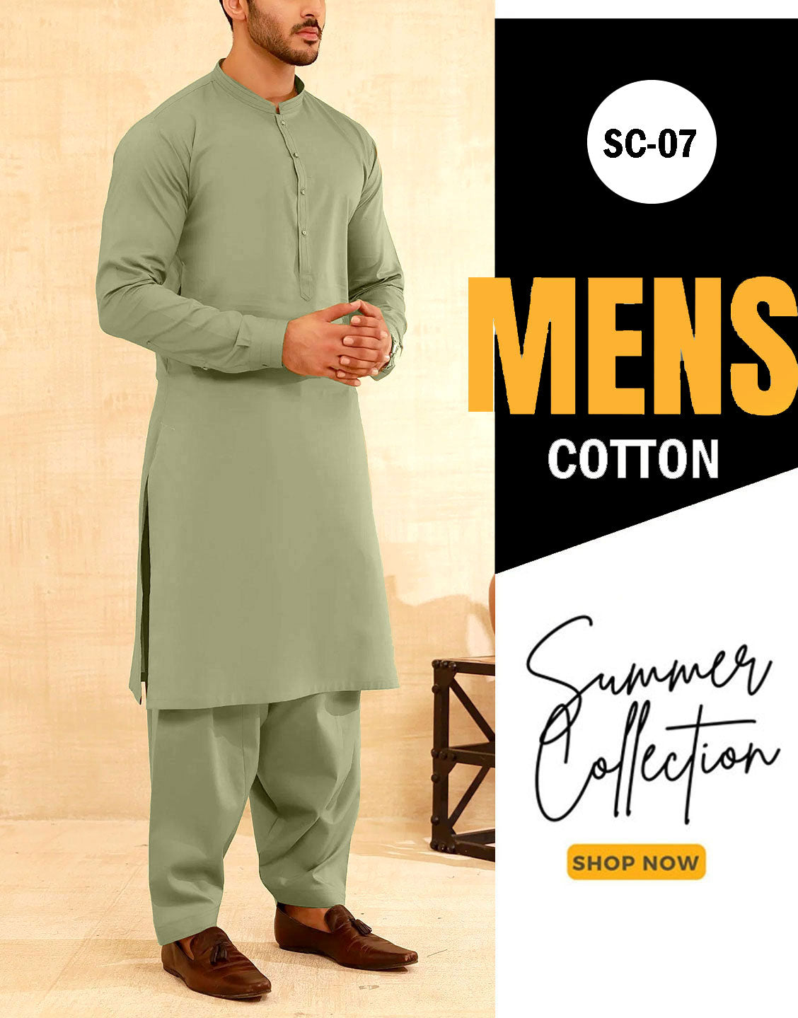 Pack of 2 Unstitched IB Swiss Fashion Soft Egyptian Cotton Men's Shalwar Kameez Suits of Your Choice