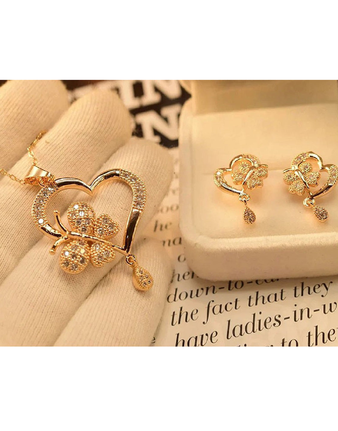 Elegant Butterfly & Heart Shape Necklace Set for Girls