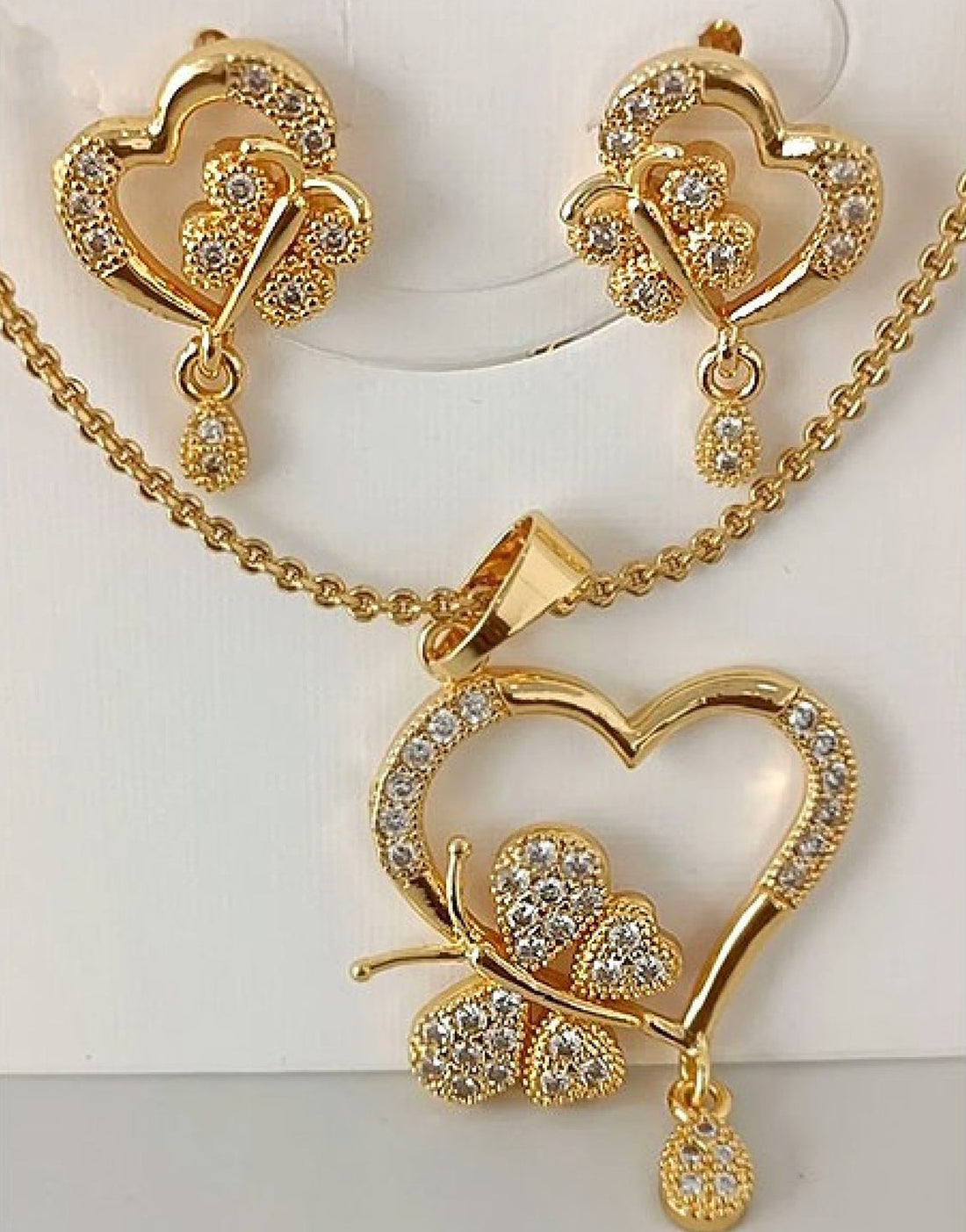 Elegant Butterfly & Heart Shape Necklace Set for Girls