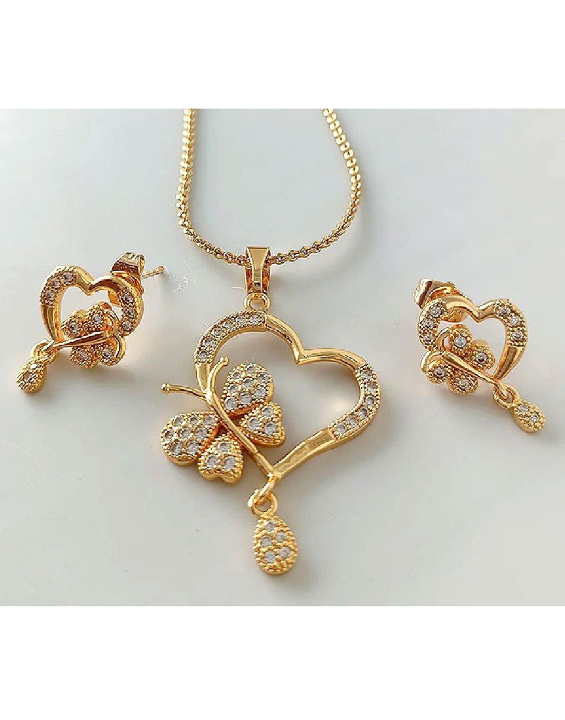 Elegant Butterfly & Heart Shape Necklace Set for Girls