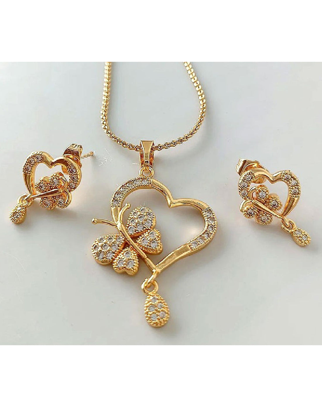 Elegant Butterfly & Heart Shape Necklace Set for Girls