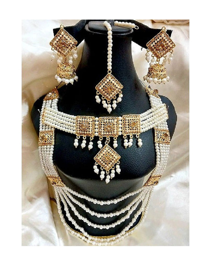 Bridal Pearl Mala and Choker Set with Earrings & Tikka Combo