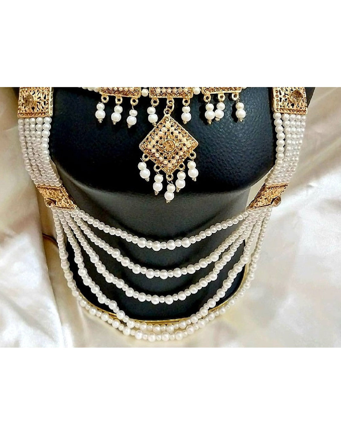 Bridal Pearl Mala and Choker Set with Earrings & Tikka Combo