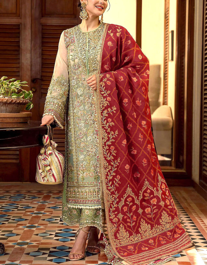 Luxury Handcrafted Embroidered Organza Bridal Dress for Weddings & Party Wear