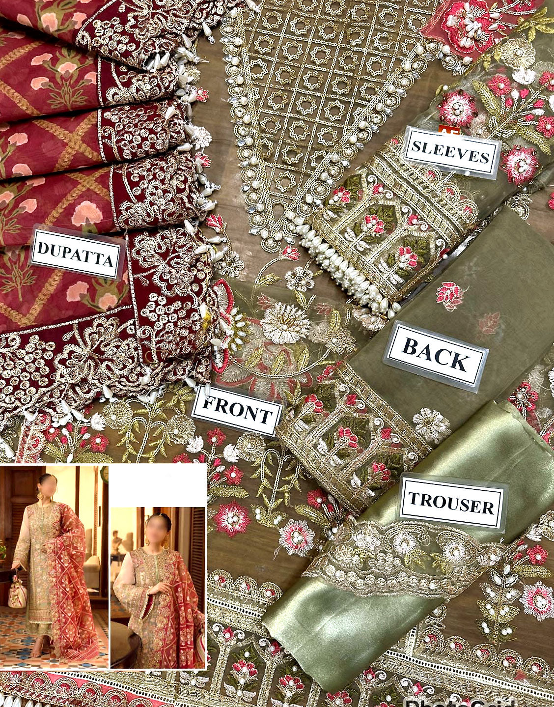 Luxury Handcrafted Embroidered Organza Bridal Dress for Weddings & Party Wear