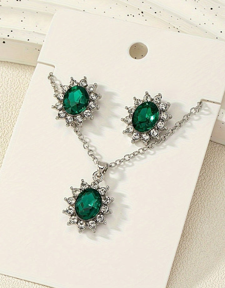 Elegant Sun Flower Style Necklace & Earrings Set for Girls