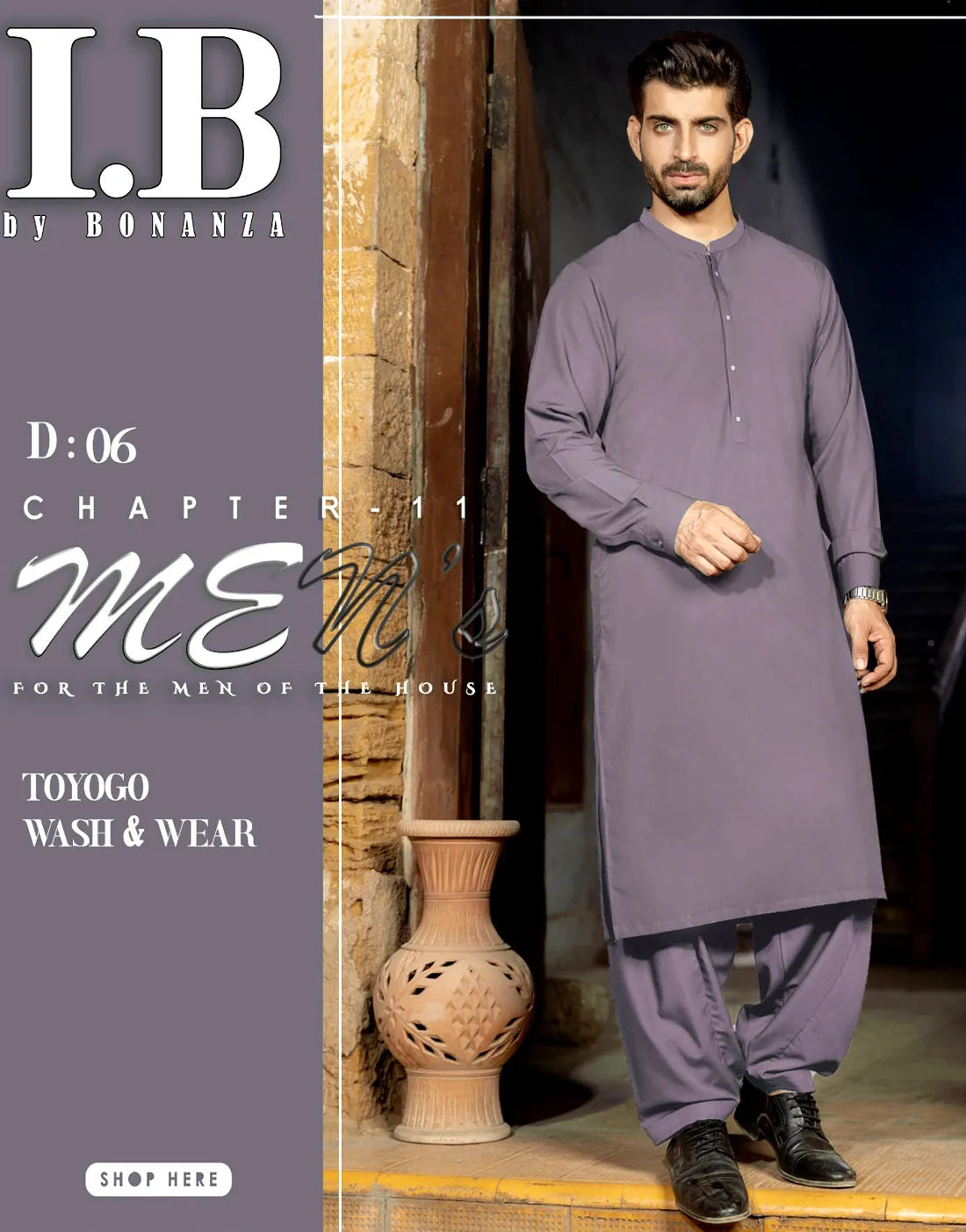 IB Unstitched Wash n Wear Purple Shalwar Kameez for Men – Premium Quality Fabric